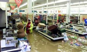 The shops under water